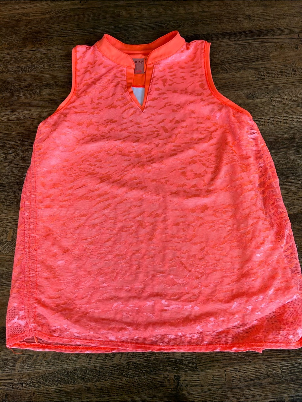 Lucky In Love Orange Sleeveless Active Shirt - Size Medium